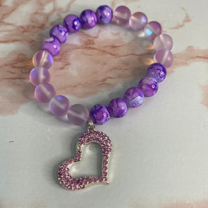 Marble Twist Stretch Bracelet with Charm