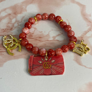 Red Gold Affair Stretch Bracelet with Charm