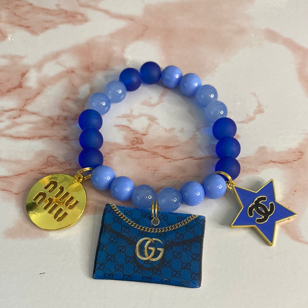Blue Affair Stretch Bracelet with Charm